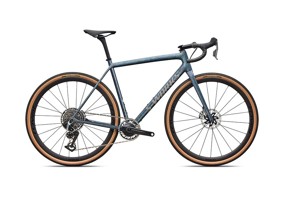 2026 Specialized Crux S-Works Bike Satin Gray Blue Fjord Metallic Desert Metallic 49