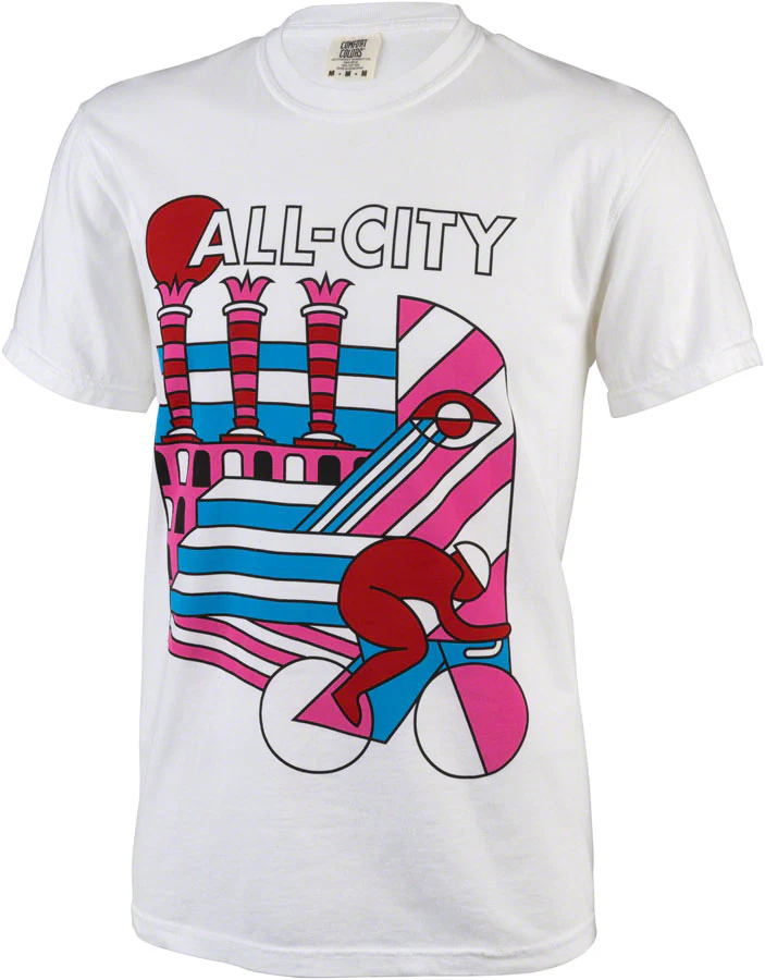 All-City Parthenon Party Men's T-Shirt - White Pink Red Blue Black Small
