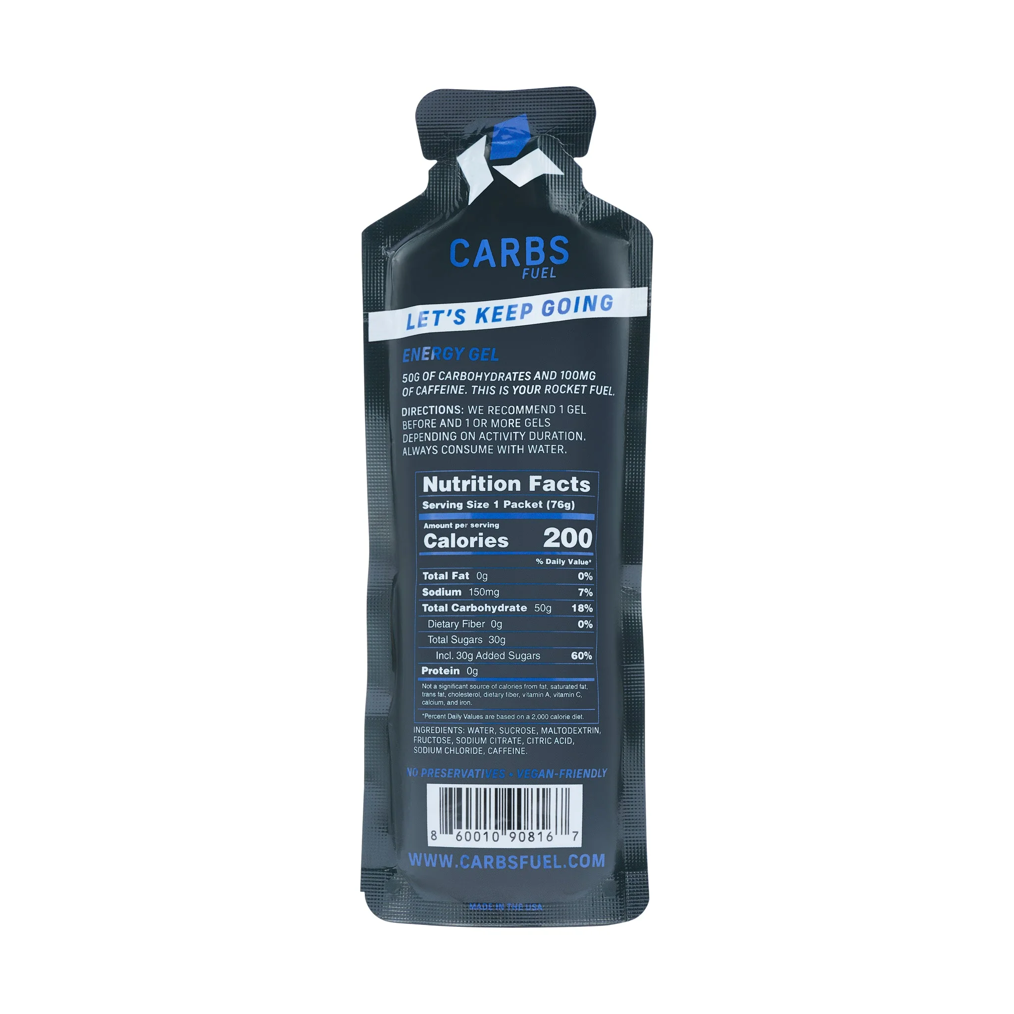 Carbs Fuel Caffeinated Original 50g Energy Gel Energy Gel - Image 2