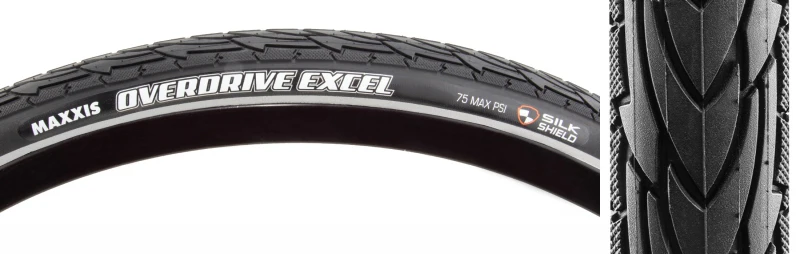 Maxxis Overdrive Excel Hybrid Tire 700x40C Wire Clincher Single SilkShield Reflective 60TPI Black