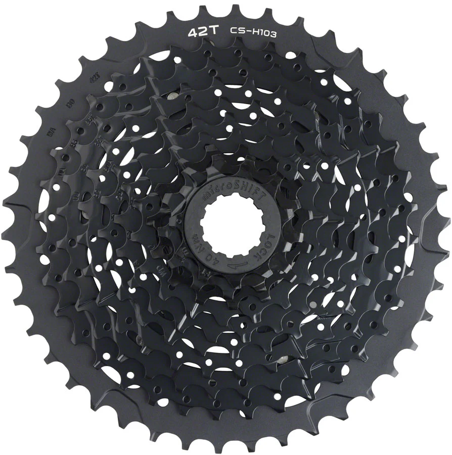 microSHIFT ADVENT X E-Series Cassette - 10 Speed 11-42t BLK ED Coated Alloy Outer Cog