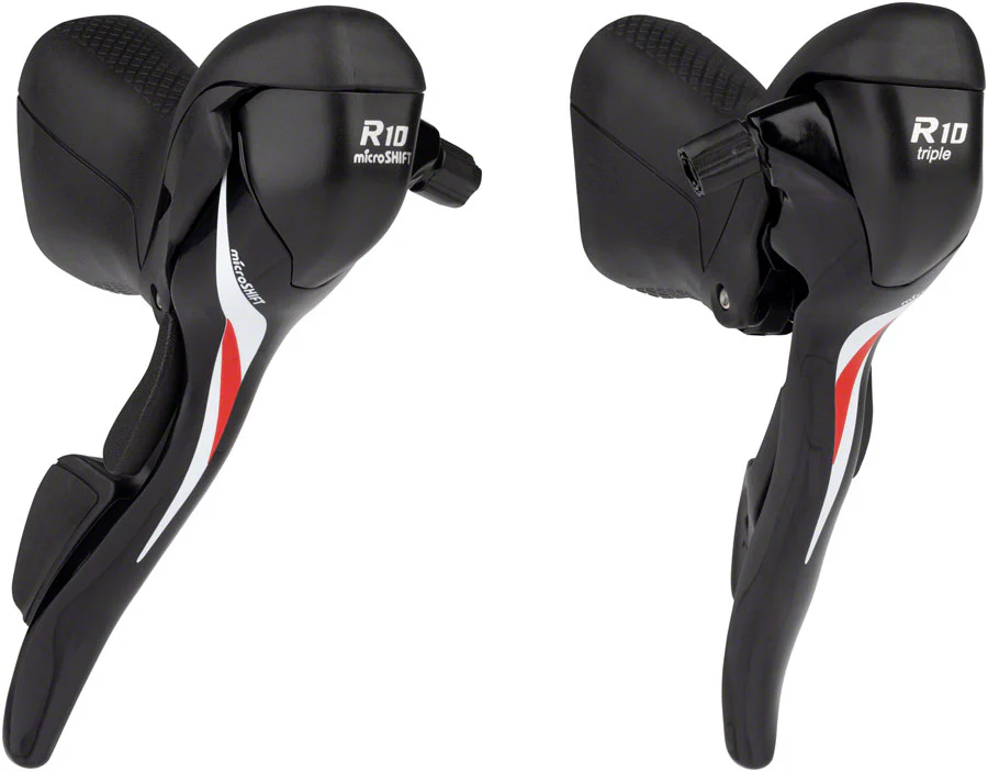 microSHIFT R10 Drop Bar Shift Lever Set - Shimano Compatible Black - Image 2
