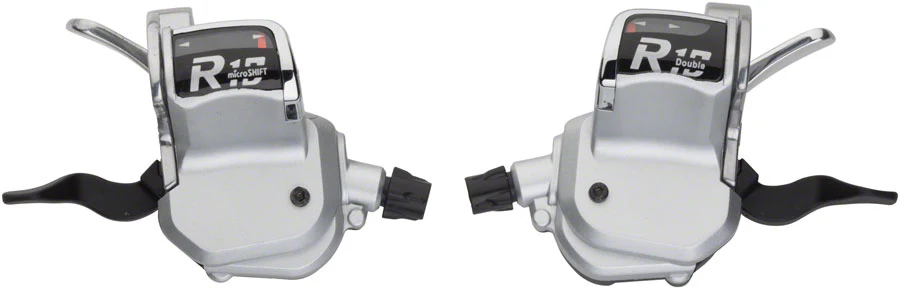 microSHIFT R10 Trigger Shifter Set - 10-Speed Road Double Optical Gear Indicator Shimano Compatible Silver