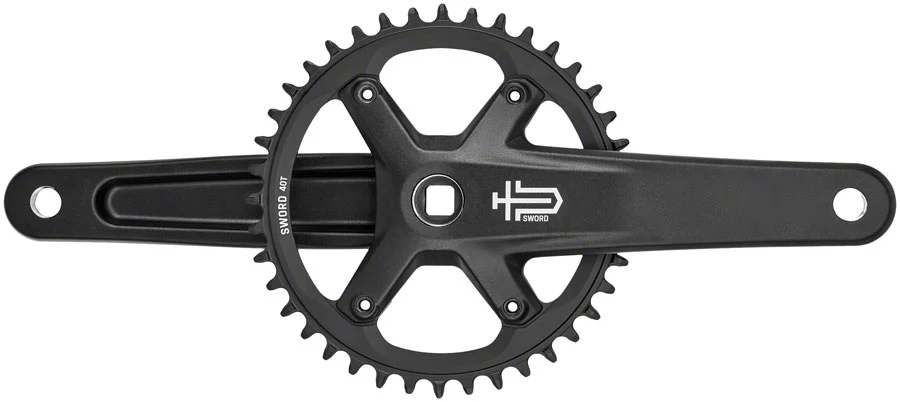 microSHIFT Sword BLK 1x Crankset - 9/10-Speed 110 Asym BCD JIS Square Taper Spindle Interface, Black - Image 4