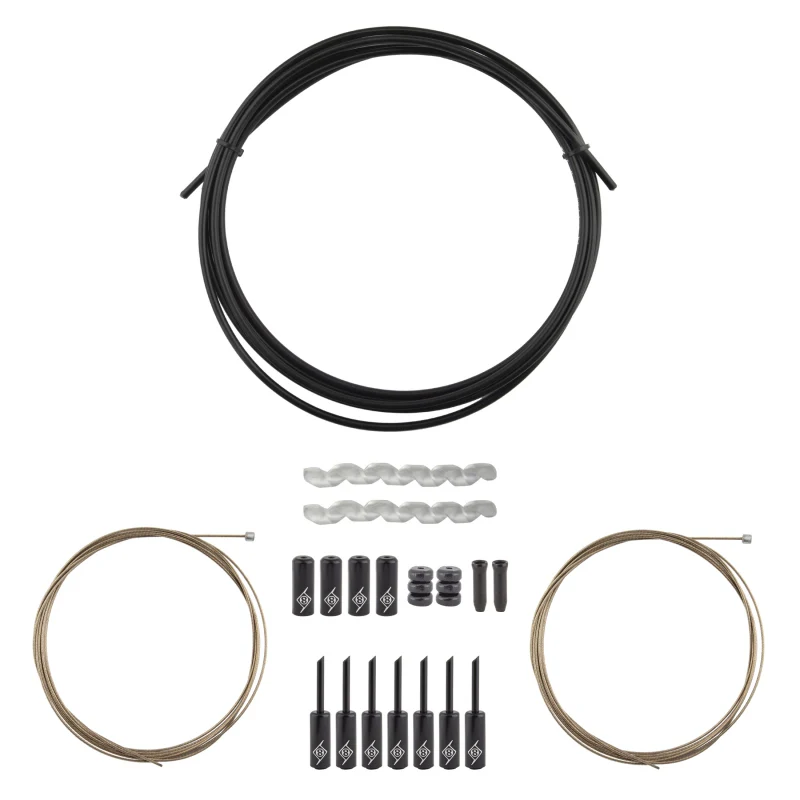 Origin8 SuperSlick Compressionless 2x Gear Cable/Housing Kit Front and Rear 3200mm/2300mm & 2800mm 4mm/1.1mm Black MTB/Road Compressionless