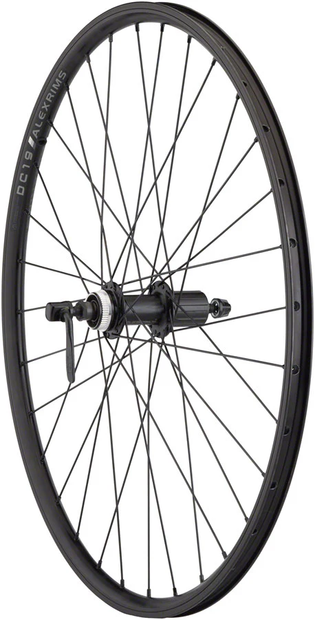 Quality Wheels Value Double Wall Series Rim+Disc Rear Wheel - 26" QR  x 135mm Center-Lock/Rim Brake HG10 BLK Clincher 32H