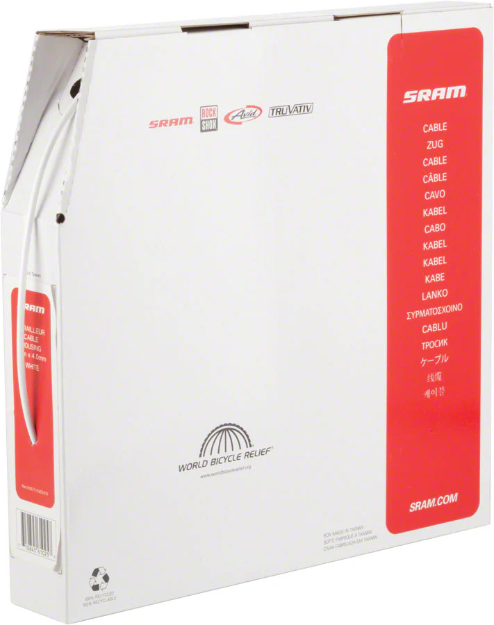 SRAM 4mm Derailleur Cable Housing White 30 Meter Filebox