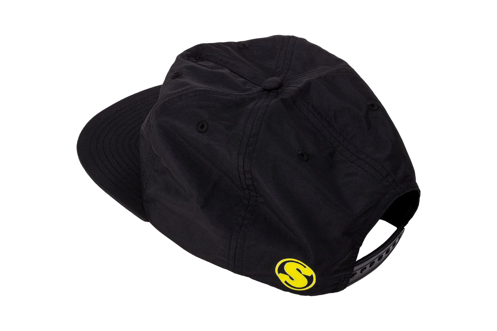 Sunday High Wave Nylon Snapback Hat (Black with Neon Yellow Screen Print) Hats - Image 4