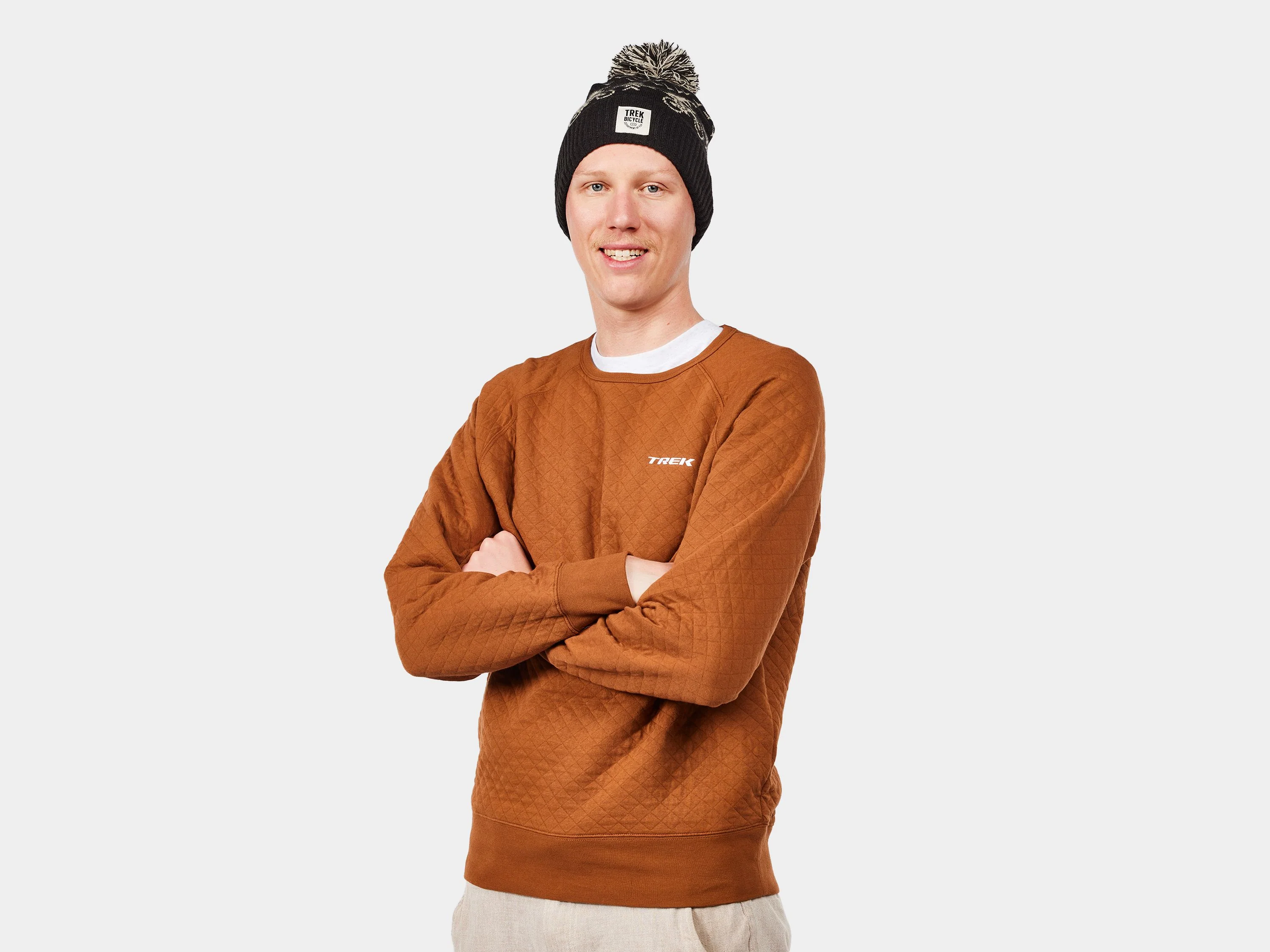 Trek Quilted Crewneck Large Carmel Shirt