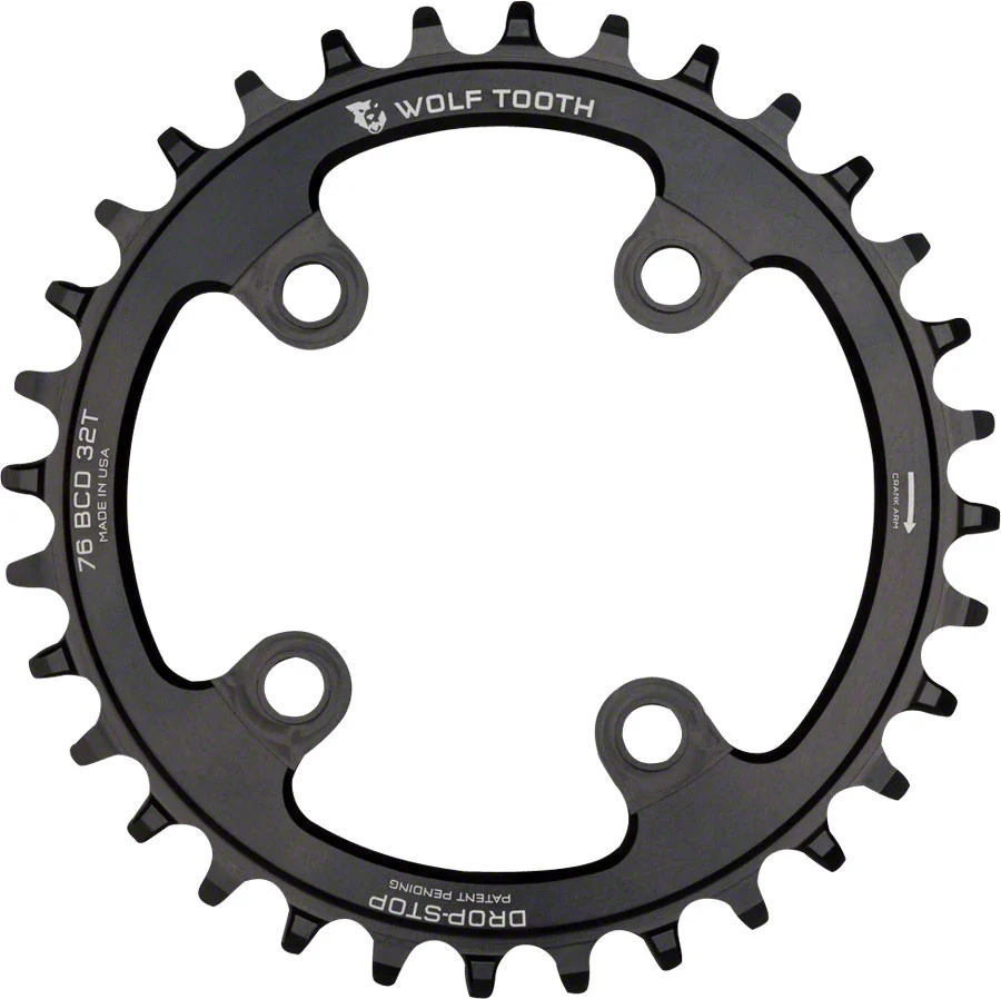 Wolf Tooth 76 BCD Chainring - Drop-Stop Compatible SRAM 76 BCD Specialized Stout BLK
